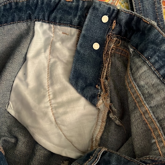 Distressed Denim Overall Shorts - Picture 6 of 8